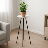 Suporte para Plantas Tripé Metal Preto com Base Cerâmica 70cm